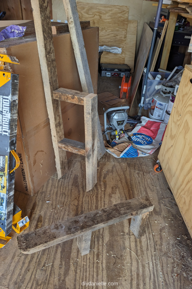 Progress photo of the electric chair that I built for Halloween decorations this year. This is one of the sides of the chair. I built two of these.