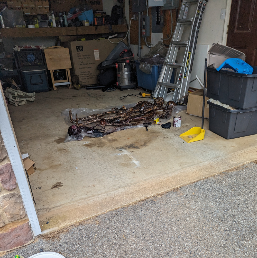 Corpsed skeletons drying in the garage.