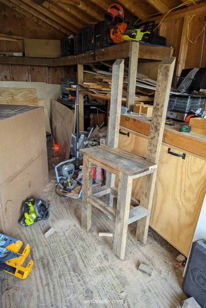 Progress photo of the electric chair that I built for Halloween decorations this year. The back, arms, and head piece aren't on yet but the main frame of the chair is ready.