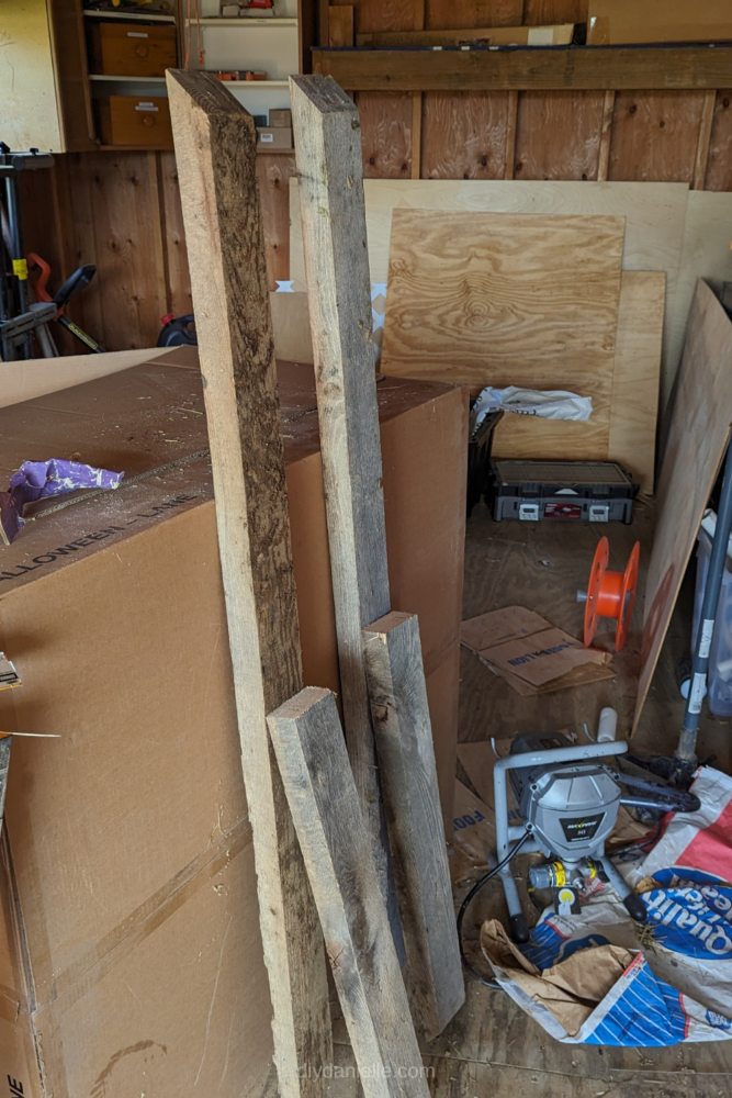 Wood partially cut for making an electric chair for Halloween.