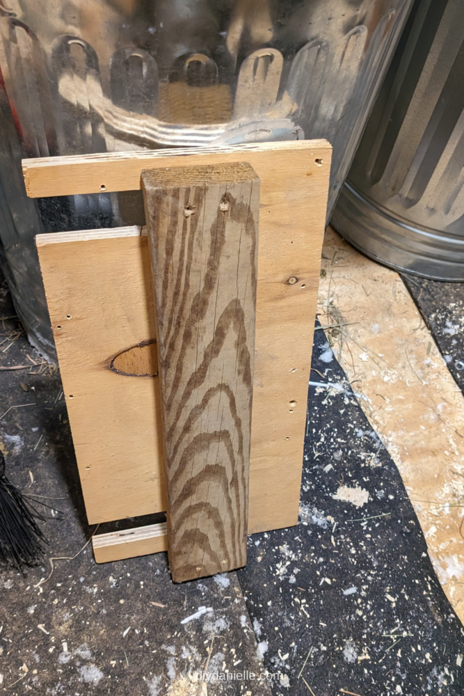 2x4 and 3/4" plywood scrap cut to size for a shed shelf.