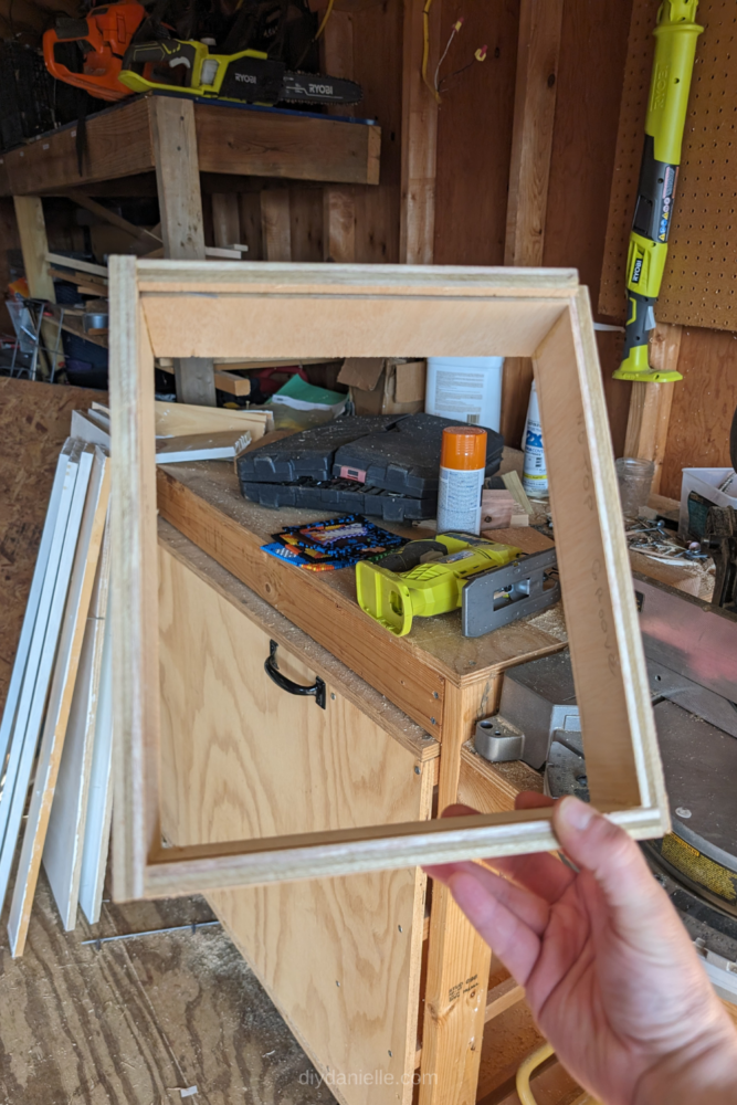 Exterior frame for the memory box, sides and tops attached with wood glue and nails.