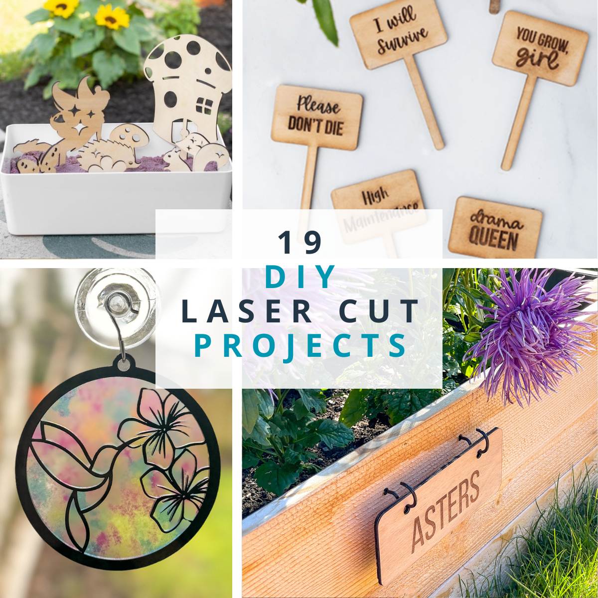 collage with 4 diy laser cut projects
