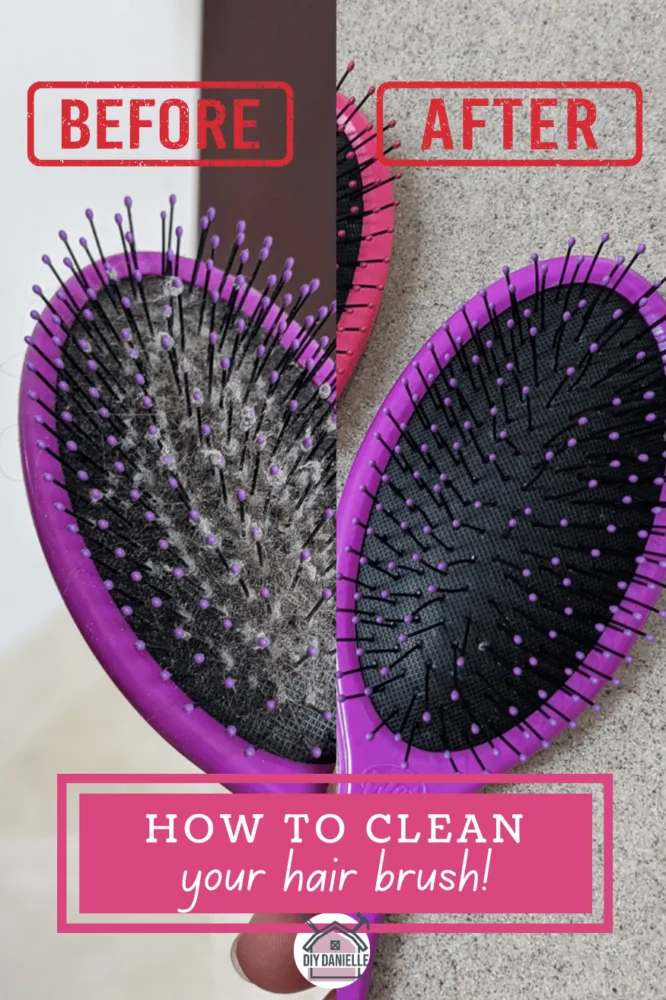 a picture with a text before and after and another text how to clean your brush