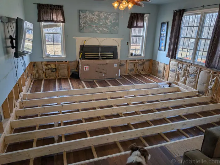 Here's where they got started. They laid strips across in One direction and then they laid the 2x6s I believe in the opposite direction on top.