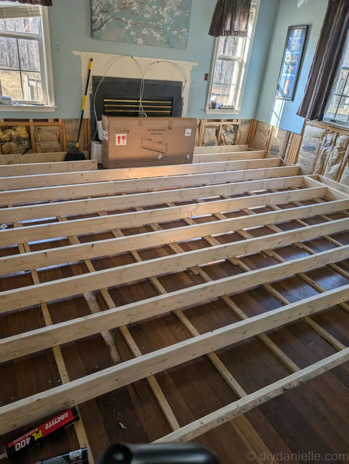 Here's where they got started. They laid strips across in One direction and then they laid the 2x6s I believe in the opposite direction on top.