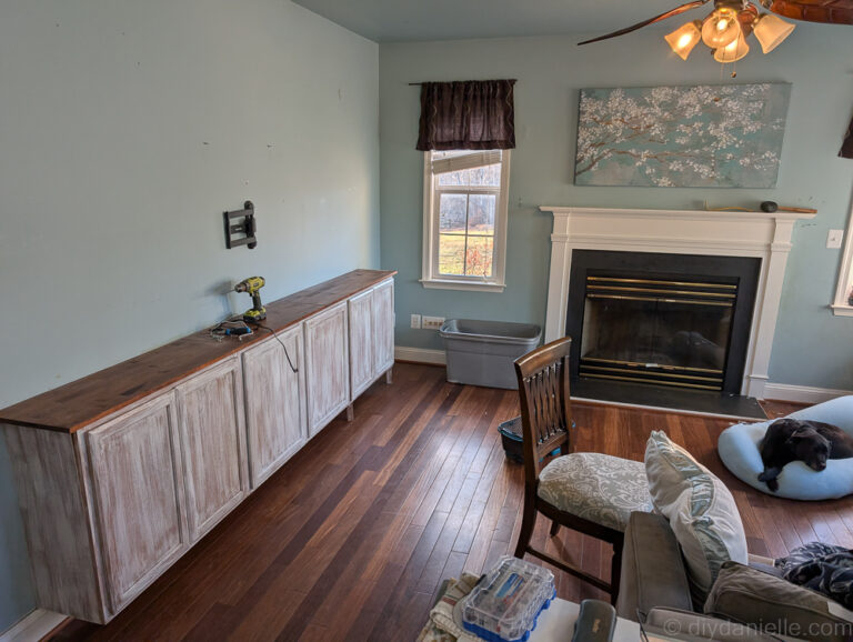 View of Raised Living Room Floor - DIY Danielle®