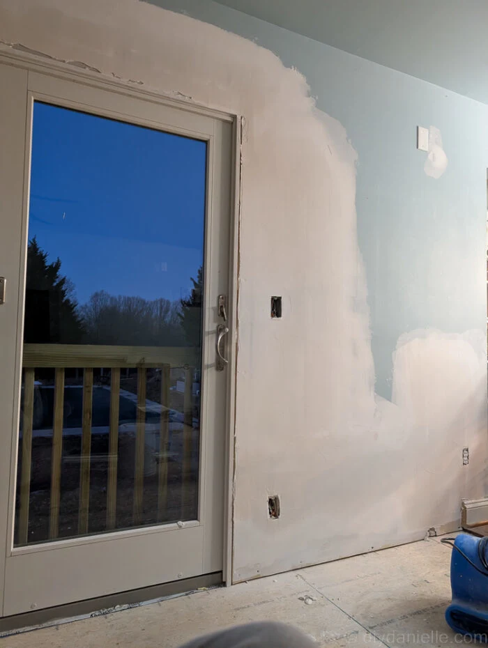 Sliding glass door after installation and before the trim was installed.