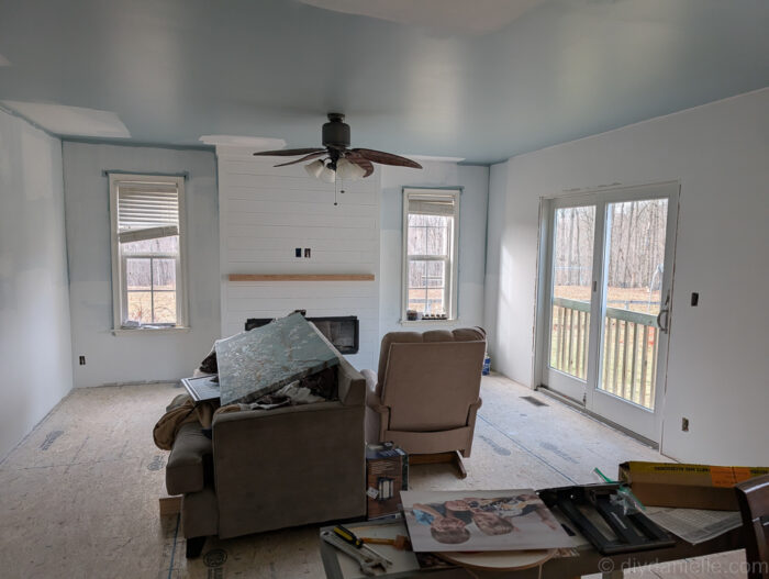 Sliding glass door after installation and before the trim was installed. 