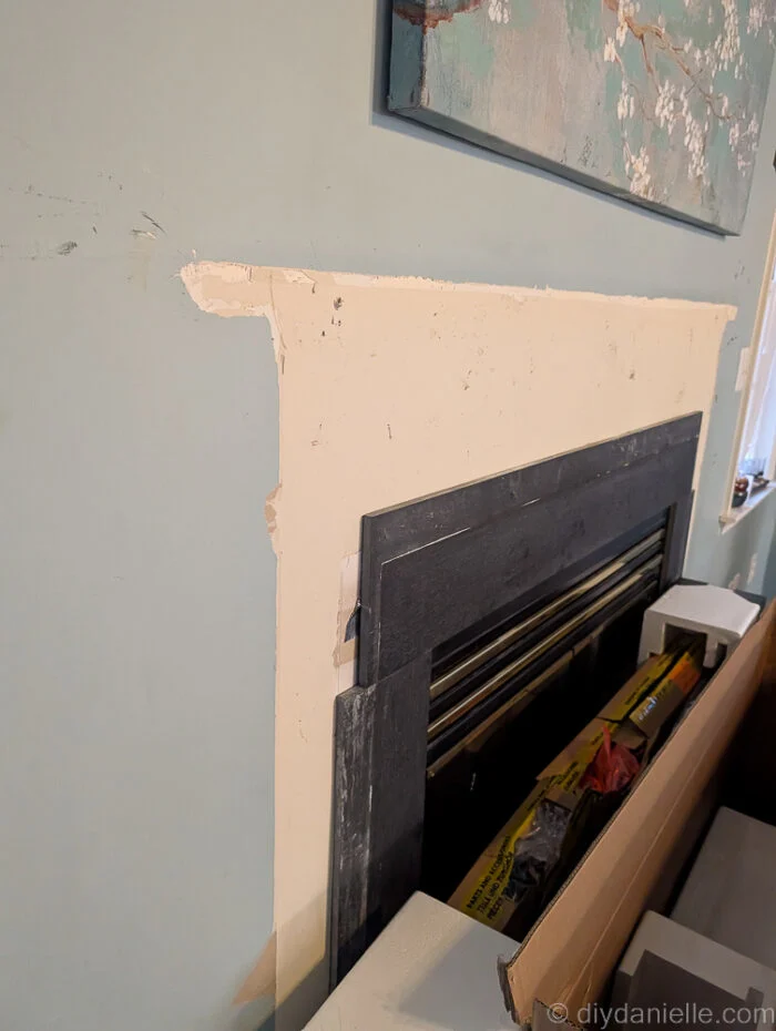 Fireplace trim all demo'ed.