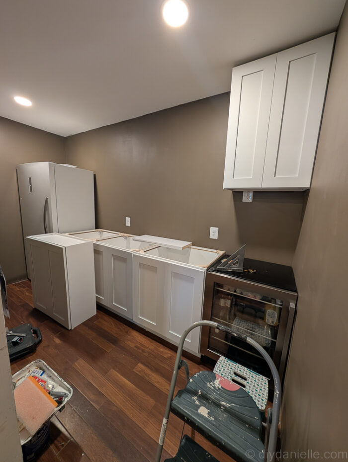 Installed cabinets from RTA store without trim, showcasing the sleek, modern design