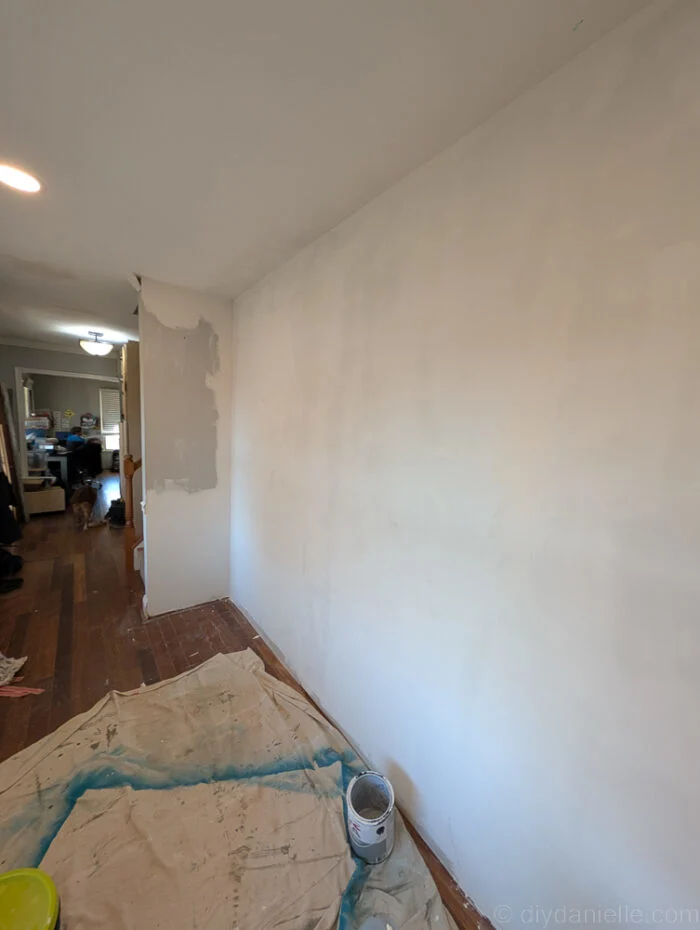 Primed drywall for our future mudroom area.