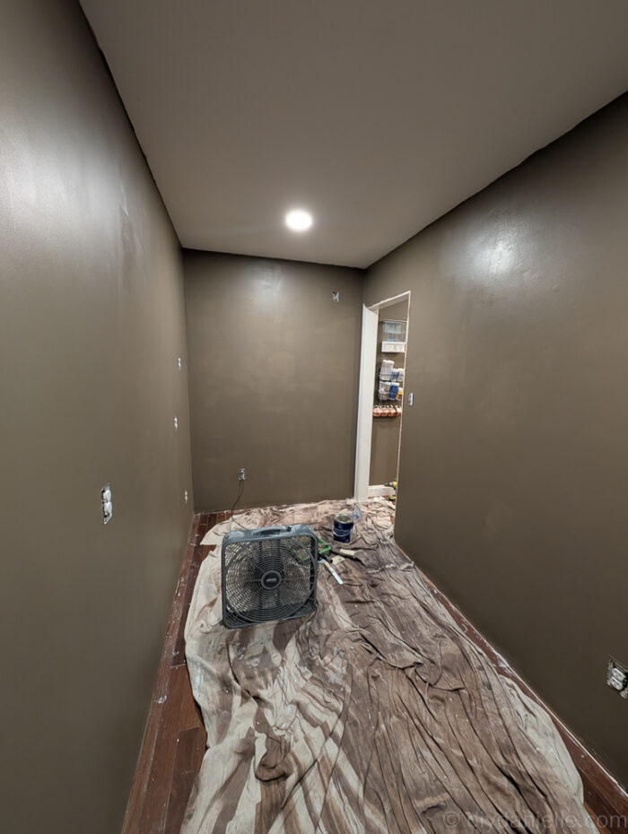 Primed and painted: new pantry room made when we divided our old tiny dining room into two rooms.