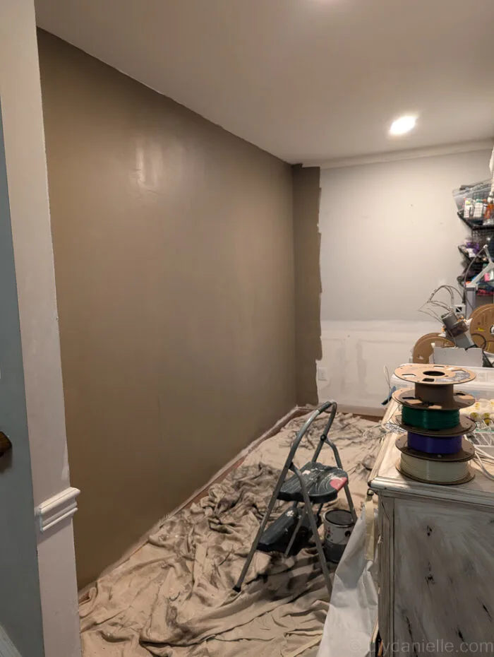 Primed and painted: new hallway made when we divided our old tiny dining room into two rooms.