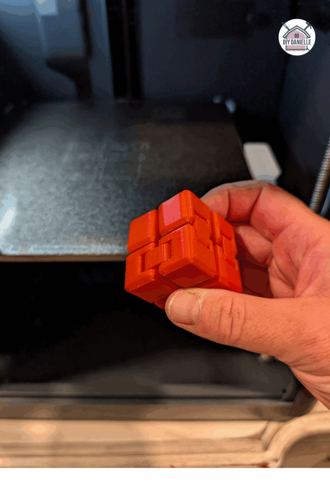 Sturdy 3D printed infinite cube fidget toy designed for endless twisting and quiet sensory play

