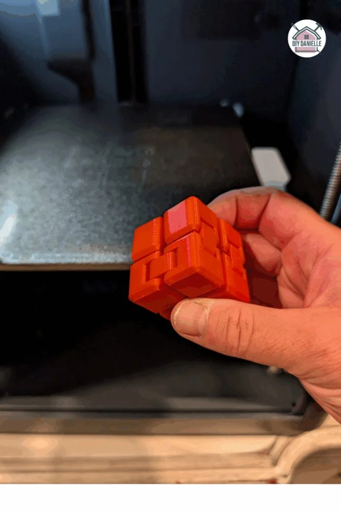 Sturdy 3D printed infinite cube fidget toy designed for endless twisting and quiet sensory play