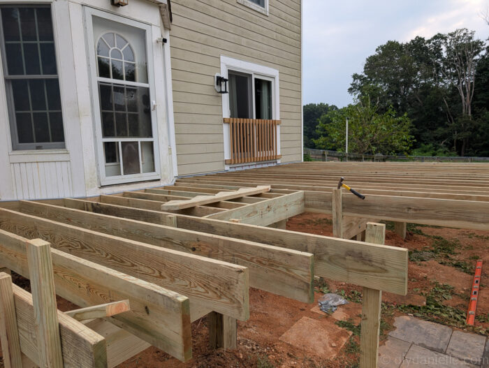 Close-up of the deck boards and construction details.