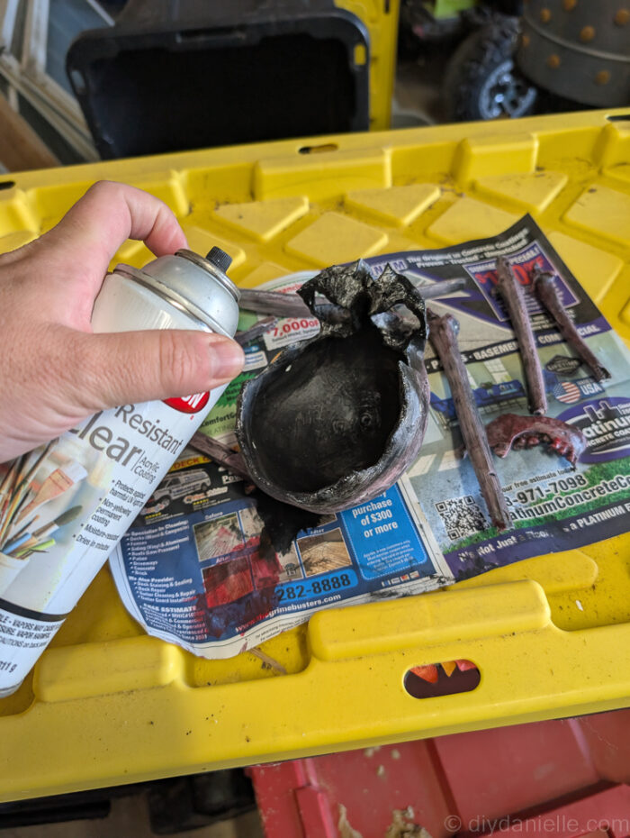 Warning note indicating DIY skull baby mobile is for decorative purposes only, not safe for real babies.