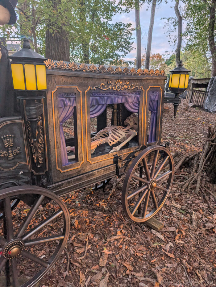 Newly purchased large Halloween pony setup featuring skeletons and interactive lighting and sound effects.